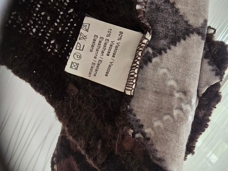 Kahverengi Desenli Örgü Kadın Yelek - Görsel 4