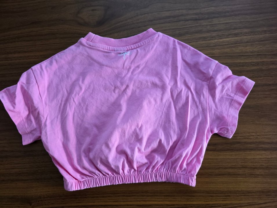 Kız Çocuk Pembe Nakışlı  Tişört - Görsel 3