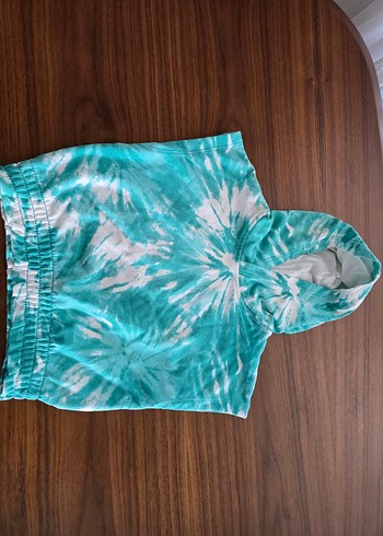 Kapüşonlu Batik Desenli Kız Sweatshirt - Görsel 7