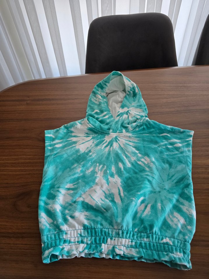 Kapüşonlu Batik Desenli Kız Sweatshirt - Görsel 3