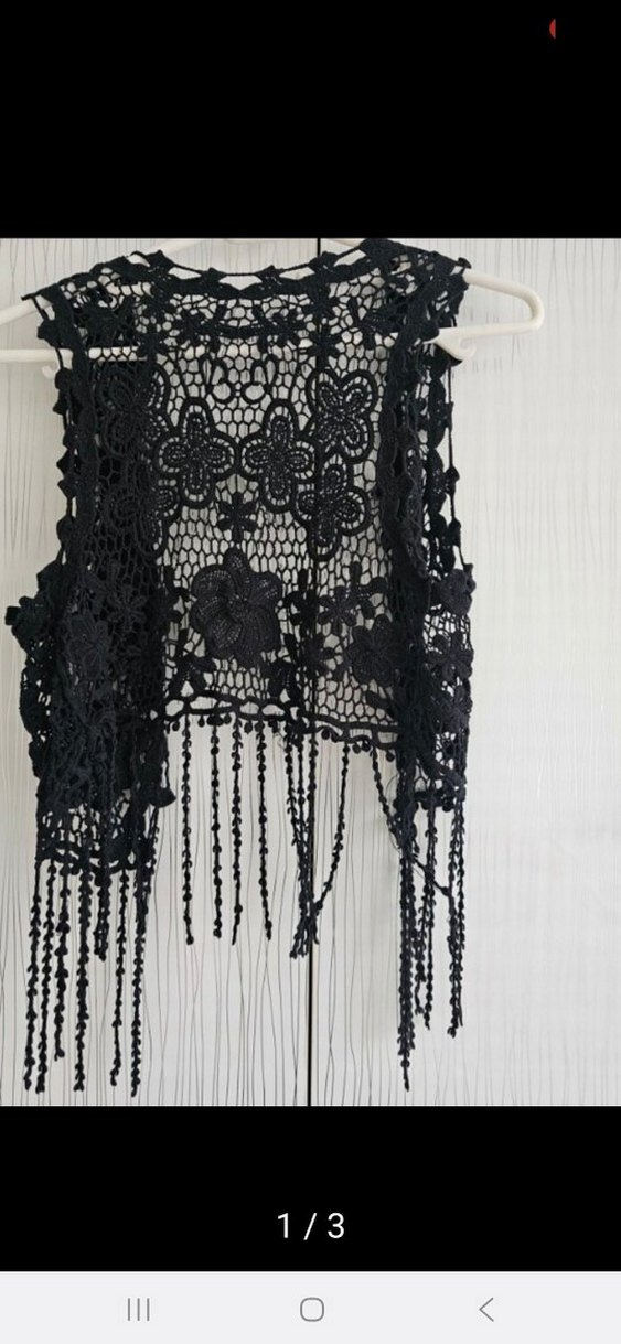 Siyah Dantel Bohem Kolsuz Yelek - Görsel 3
