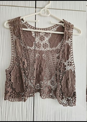 Bohem Dantel Detaylı Kadın Örgü Yelek - Görsel 3