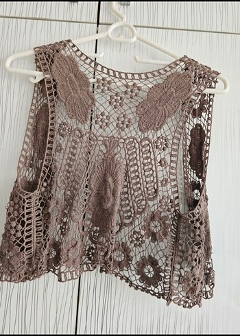 Bohem Dantel Detaylı Kadın Örgü Yelek - Görsel 2