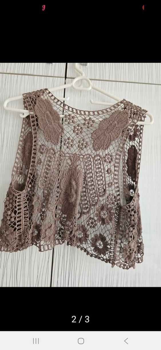 Bohem Dantel Detaylı Kadın Örgü Yelek - Görsel 2