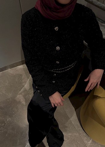 Zara Zincir Detaylı Siyah Midi Kadın Ceket