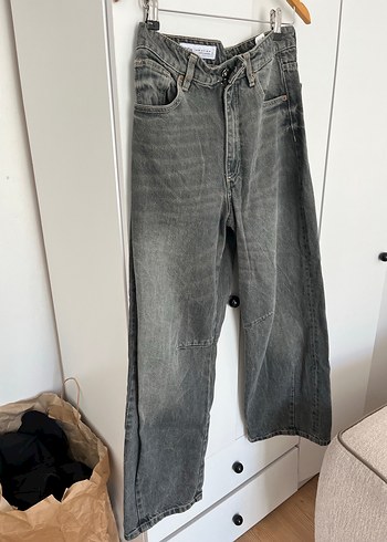 Zara Gri Midi Kadın Jean Pantolon