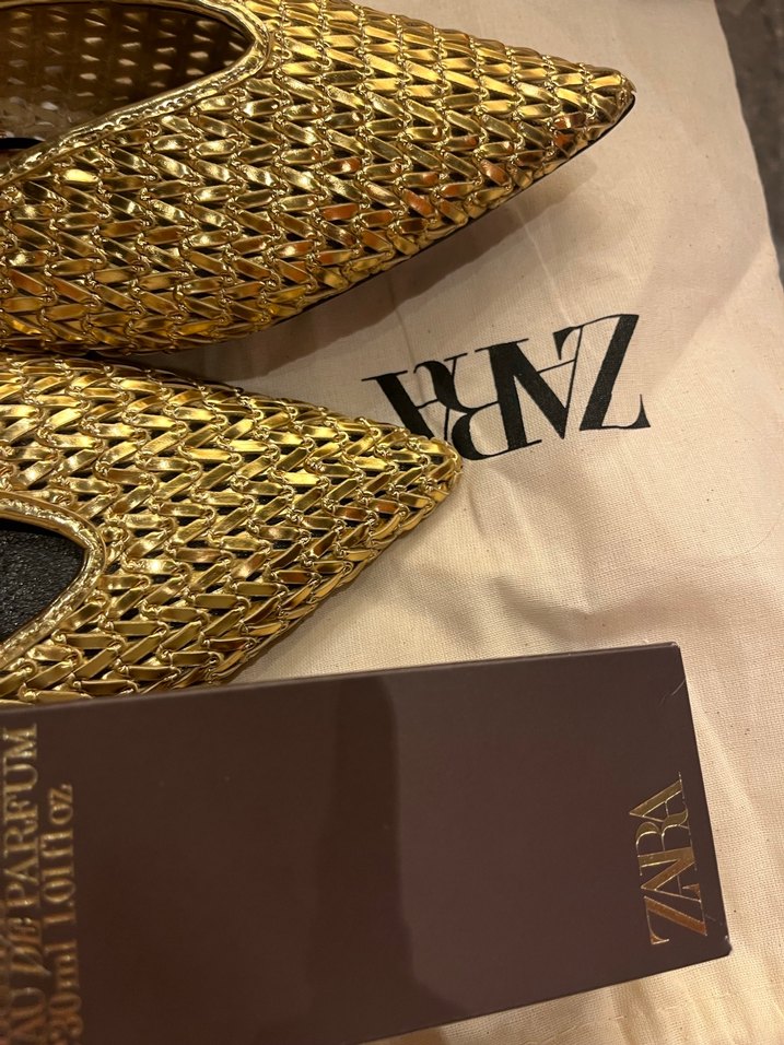 Altın Renk Deri Stiletto Topuklu Kadın Ayakkabı - Görsel 3