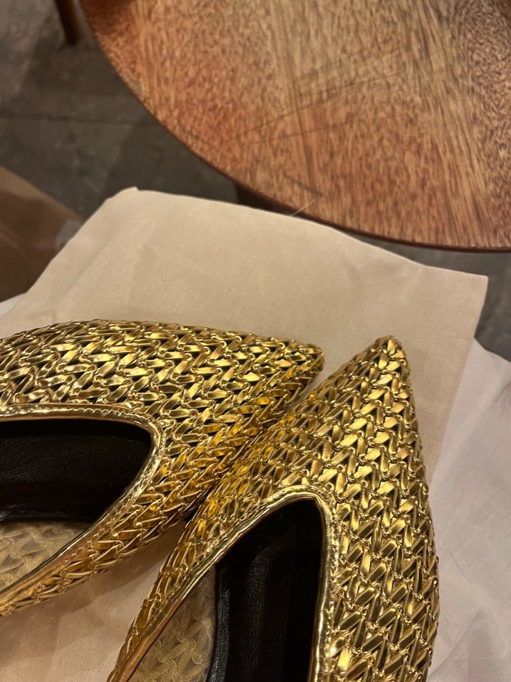 Altın Renk Deri Stiletto Topuklu Kadın Ayakkabı - Görsel 4