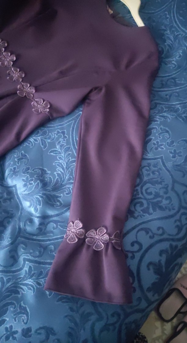 Kadın Mor Uzun Kollu elbise - Görsel 4