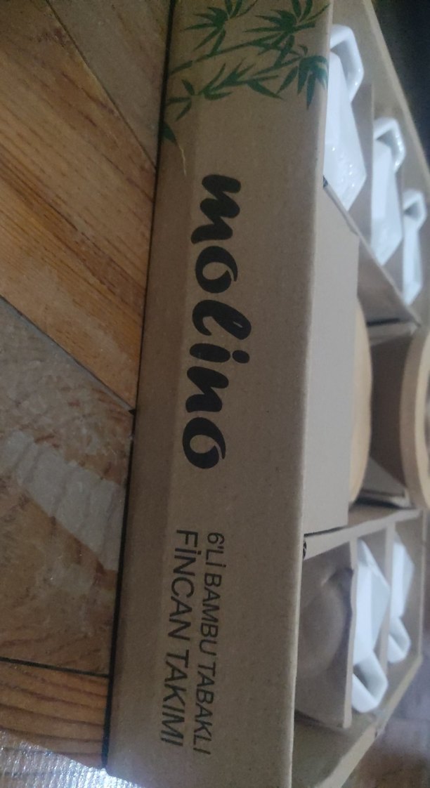 Kabartmalı Beyaz Seramik .bambu tabaklı Fincan takımı - Görsel 4