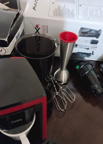 Kırmızı ve Siyah El Blender Seti,fakir filtre kahve makinesi
