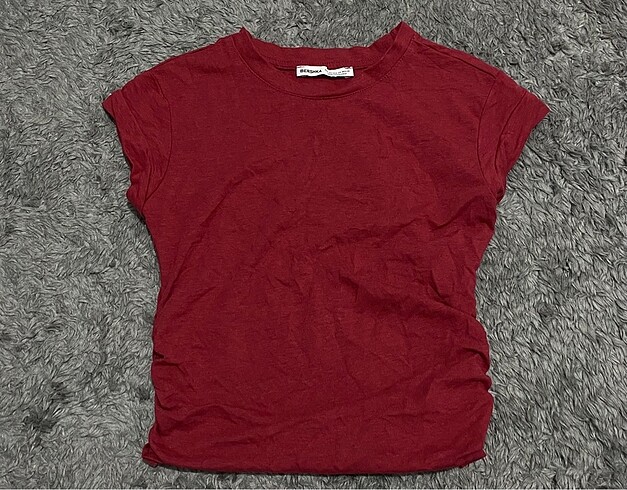 bordo yanları büzgülü bluz
