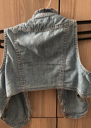 Diğer Kadın Gri Kot Yelek Düğmeli, Straplez