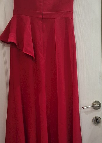 Kırmızı Straplez Uzun Abiye Elbise - Görsel 3