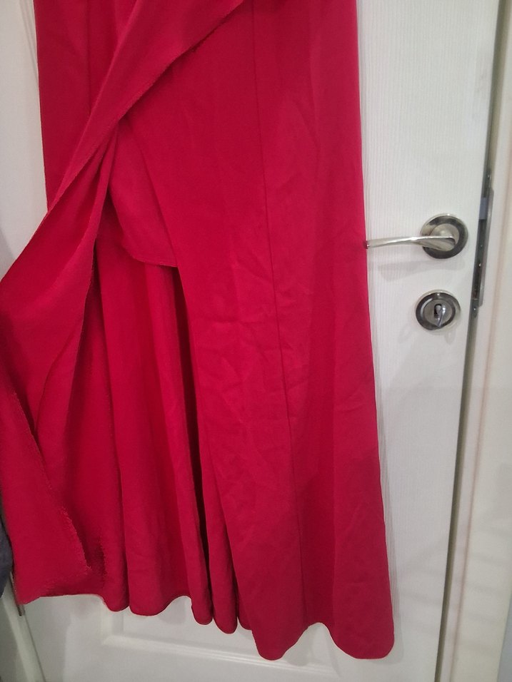 Kırmızı Straplez Uzun Abiye Elbise - Görsel 2