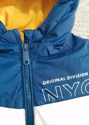 TERTEMİZ POLARLI Çocuk Sarı Lacivert Kapüşonlu Mont - Görsel 6