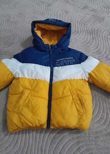 TERTEMİZ POLARLI Çocuk Sarı Lacivert Kapüşonlu Mont - Görsel 7