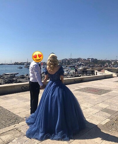 38 Beden mavi Renk Nişan elbisesi