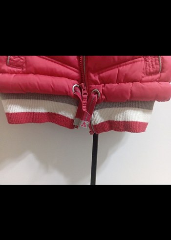 Kız Çocuk Pembe Fermuarlı Yelek şişme - Görsel 3