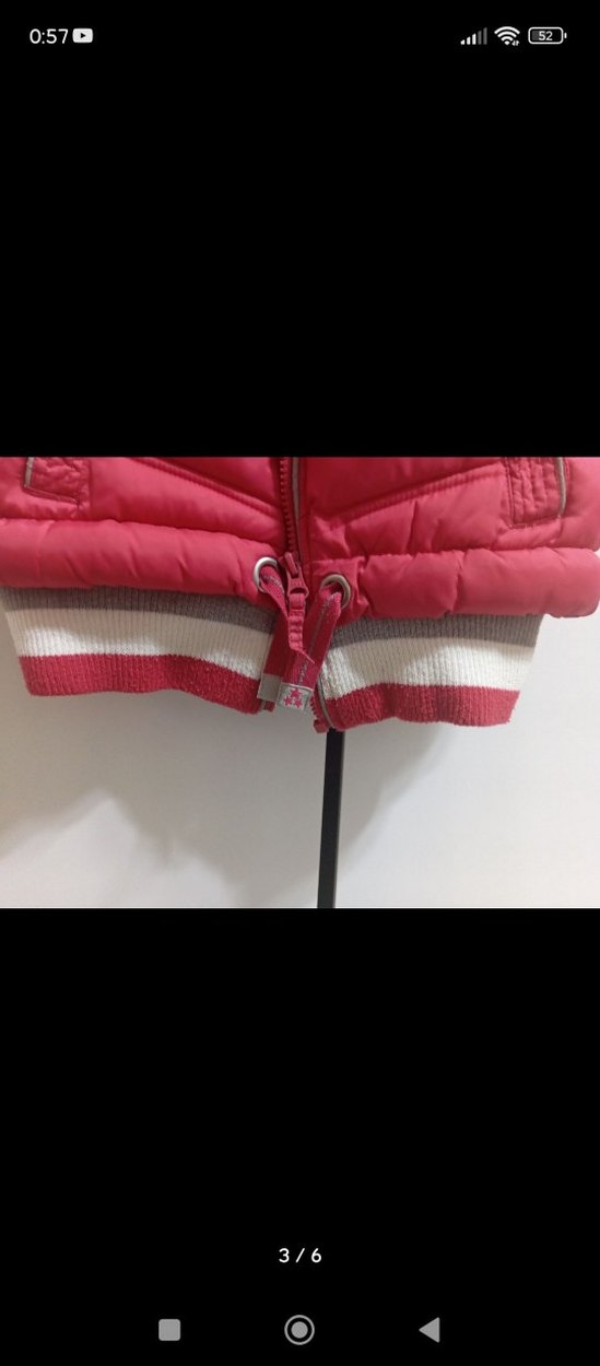 Kız Çocuk Pembe Fermuarlı Yelek şişme - Görsel 3