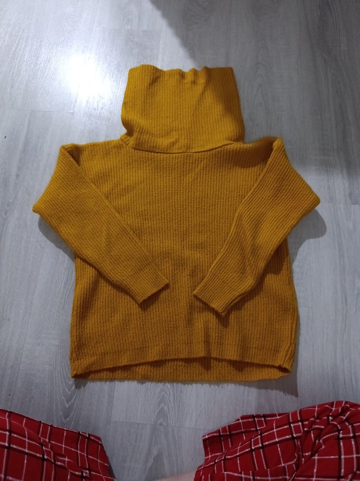 Sarı boğazlı Örgü Kadın Kazak - Görsel 2