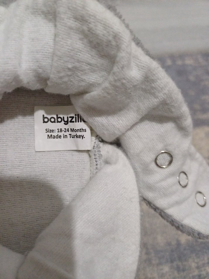 Düğmeli Erkek Çocuk Gri Sıcak Ev Terliği - Görsel 3