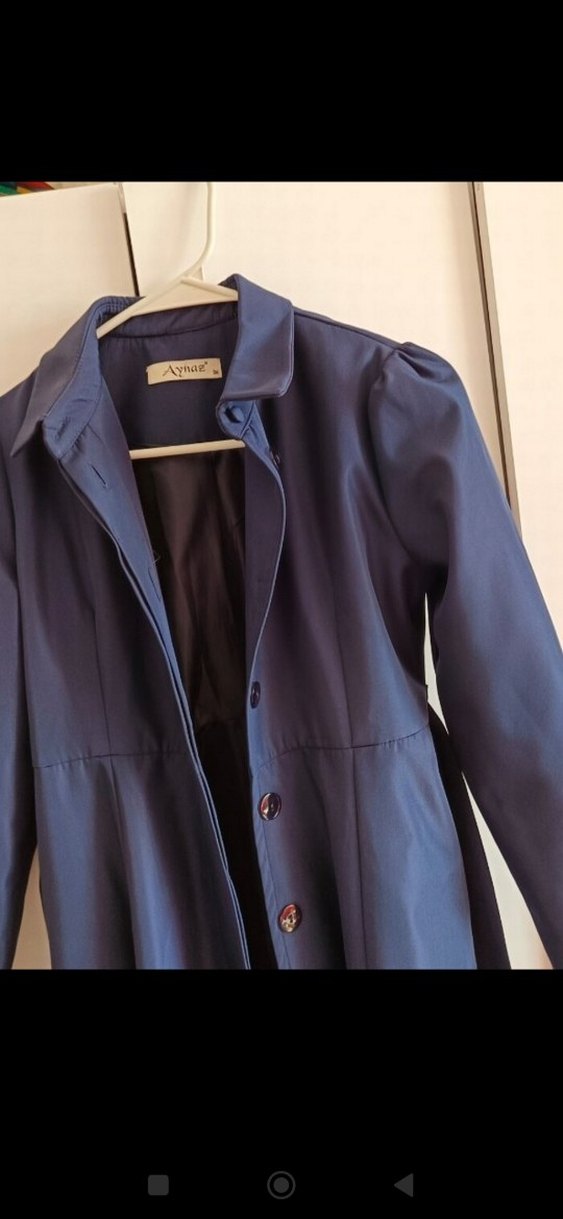 Düğmeli Lacivert Uzun Kaban - Görsel 3