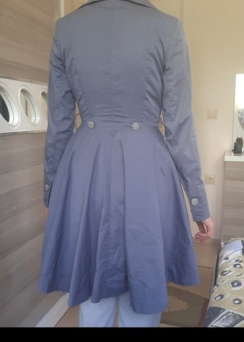 Gri Midi Kadın Trençkot - Görsel 2