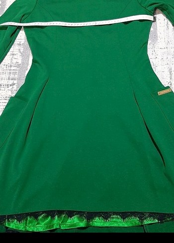 Uzun Kollu Yeşil Midi Gotik Elbise - Görsel 2