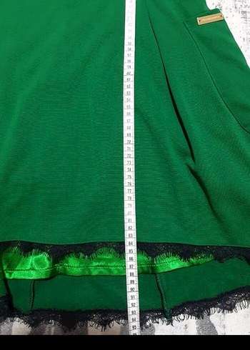 Uzun Kollu Yeşil Midi Gotik Elbise - Görsel 4