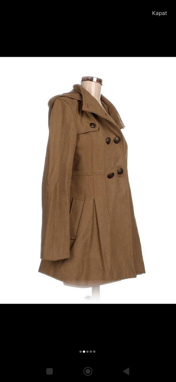 Düğmeli Kahverengi Kadın Kaban 13-14 yaşındakilerede olur xs - Görsel 2