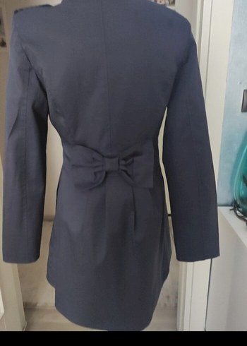 Düğmeli Midi Mavi Kadın Trençkot 14-15 yaşındakilerede olur - Görsel 4