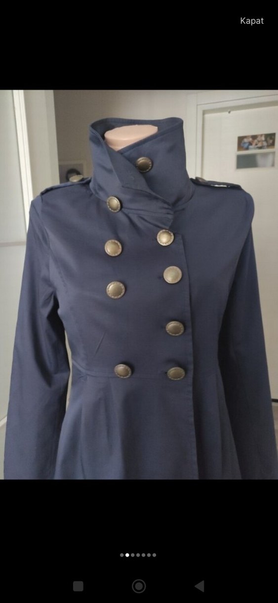 Düğmeli Midi Mavi Kadın Trençkot 14-15 yaşındakilerede olur - Görsel 3