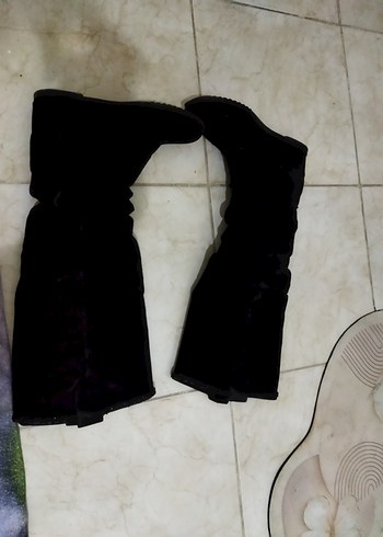 Siyah Nakışlı Süet  Kadın Çizme - Görsel 8