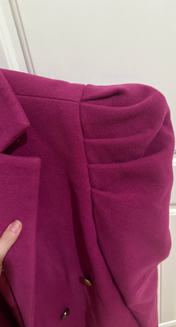 PELİN YILDIRIM MARKA. Fuşya Kadın Düğmeli Midi Blazer Ceket - Görsel 4