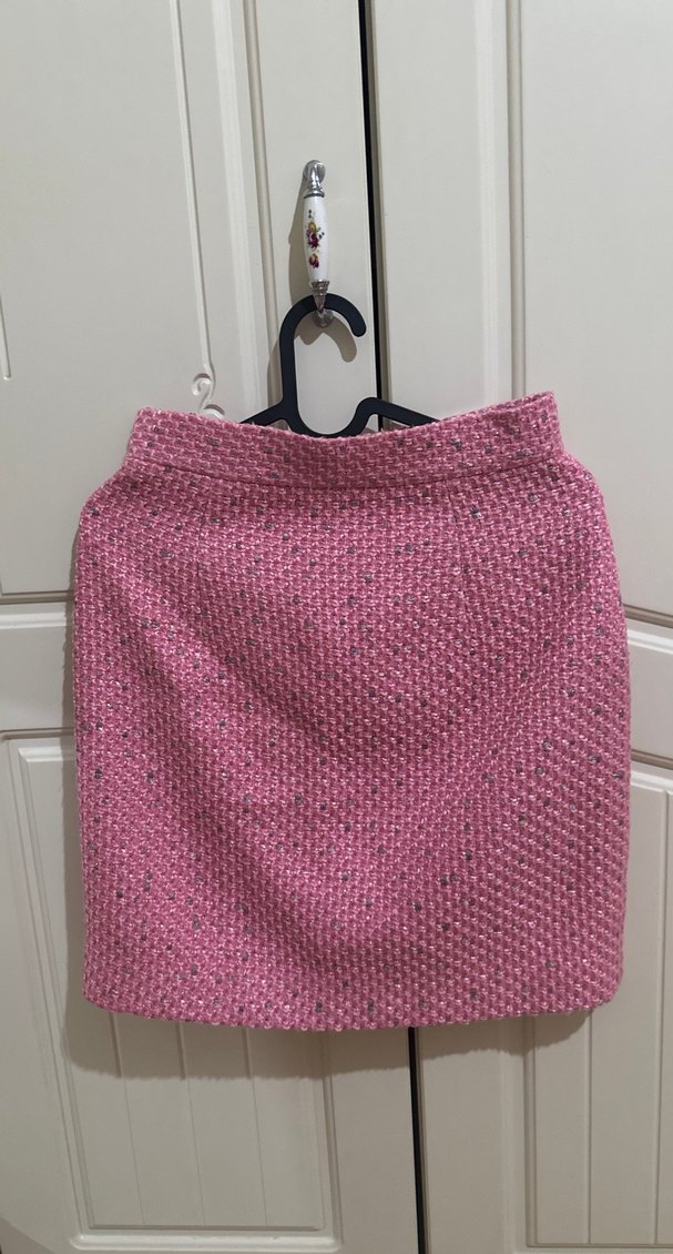 HAZAR AZHARI MARKA. Şeker Pembe tüvit kadın ceket ve etek takım - Görsel 2