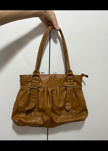 Etnik Esintiler Vintage camel Deri Kadın Omuz Çantası