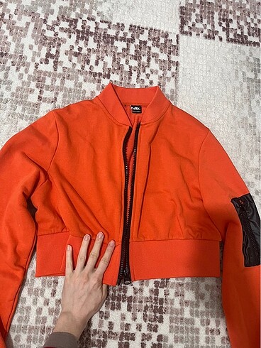 s Beden turuncu Renk Turuncu fermuarlı sweatshirt