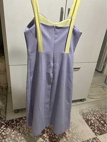 Lila sarı elbise uzun - Görsel 7