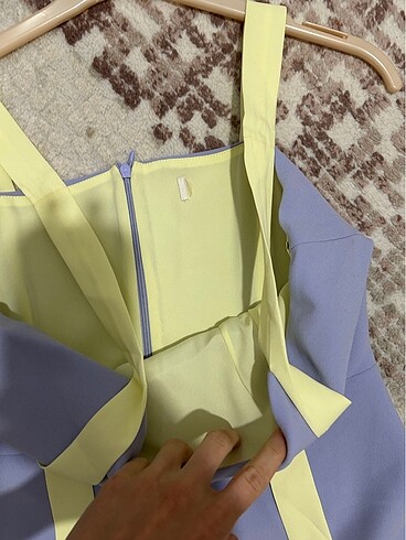 Lila sarı elbise uzun - Görsel 8