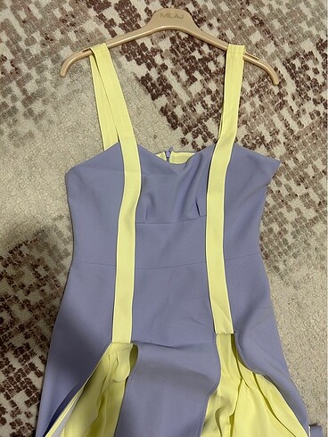 Lila sarı elbise uzun - Görsel 6