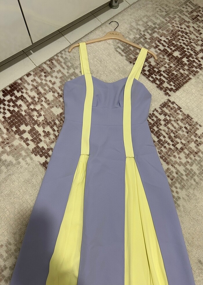 Lila sarı elbise uzun - Görsel 4
