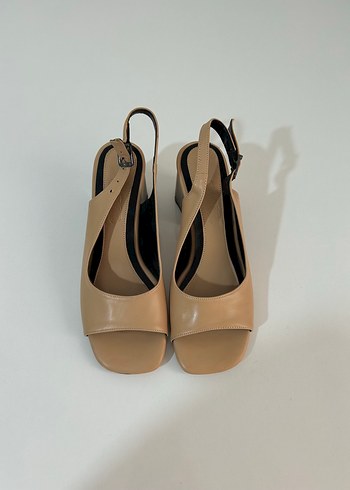 37 Beden camel Renk Bej Kadın Topuklu Minimalist Sandalet