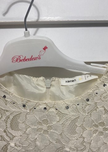 Kız Çocuk Beyaz Dantel Kısa Kollu Elbise - Görsel 2