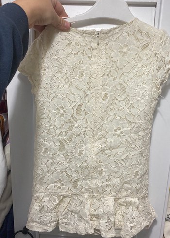 Kız Çocuk Beyaz Dantel Kısa Kollu Elbise - Görsel 3