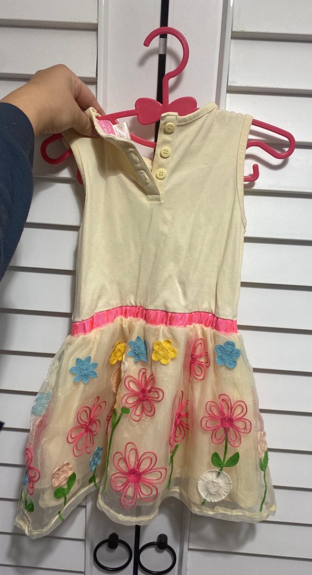 Nakışlı Çiçek Desenli Kolsuz Kız Elbisesi - Görsel 2