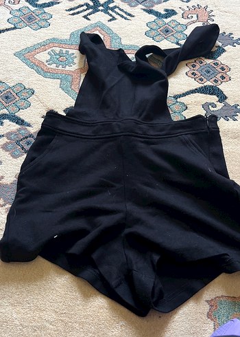 Siyah Pamuklu Askılı Kısa Tulum - Görsel 2