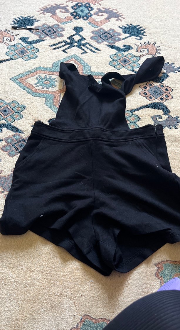 Siyah Pamuklu Askılı Kısa Tulum - Görsel 2