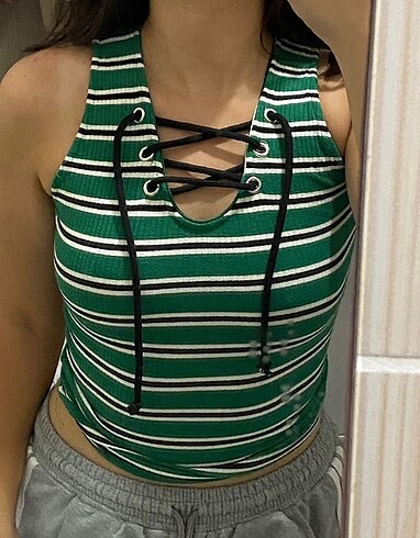 sıfır kol çizgili vintage bluz