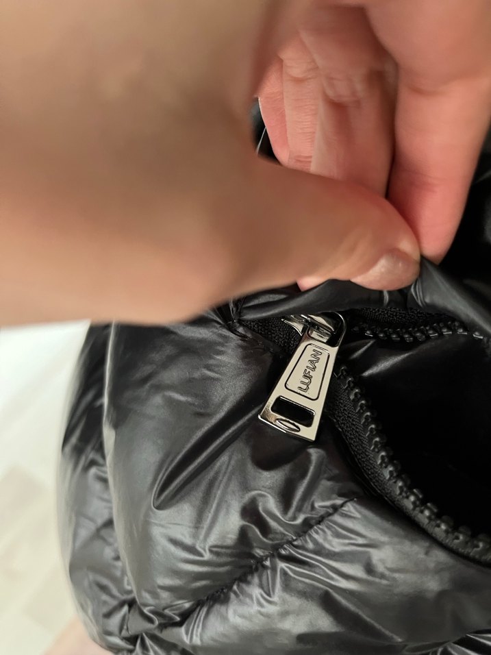 Lufian Kürk Detaylı Siyah Kadın Kaz Tüyü Kışlık Mont - Görsel 4